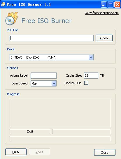 free iso burner cache size