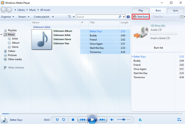How to Burn FLAC to CD - Start Burning FLAC files to CD