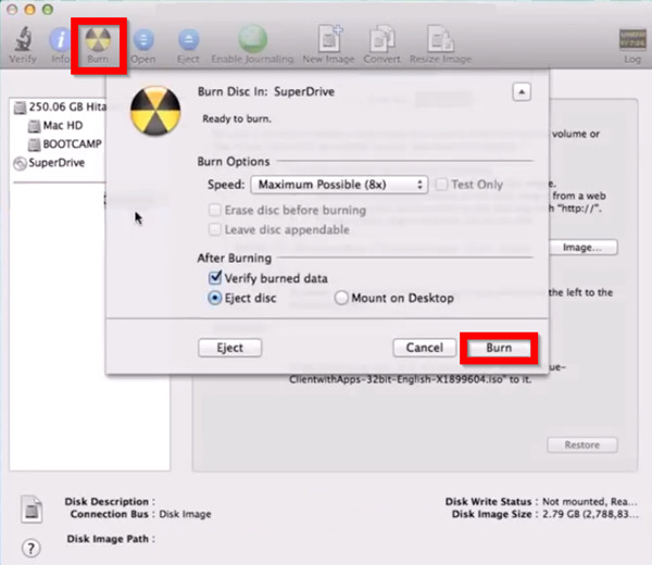 burn iso to disk mac