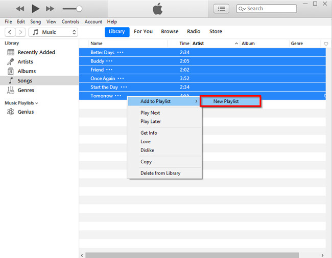 How to Burn iTunes Music to CD - Create Playlist