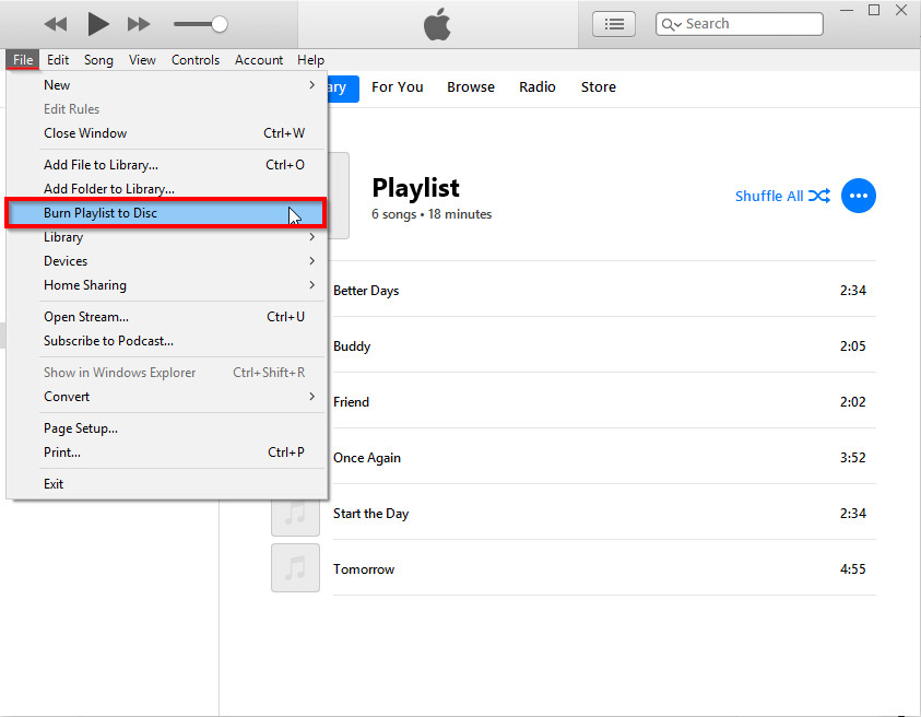 How to Burn MP3 to CD - Select Burn Playlist to Disc