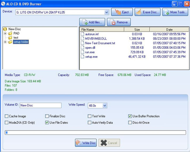 Horní hořáky CD pro Windows 10 - ALO CD & DVD Burner 4.6