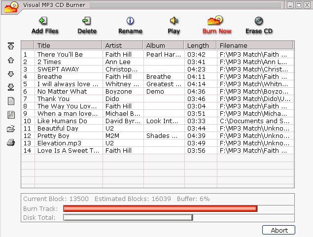 Principais queimadores de CD para Windows 10 - Visual MP3 CD Burner