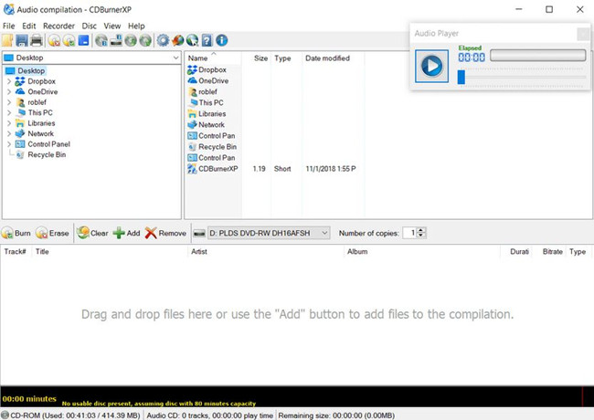 CDBurnerXP: Create Audio Disc