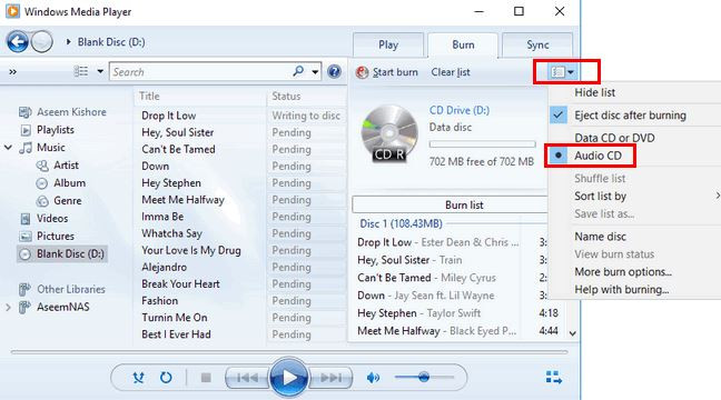 Use Windows Media Player to Burn CD on Computer - Start Burning CD with Windows Media Player