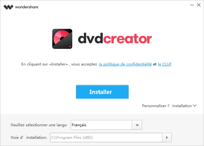 installer wondershare dvd creator