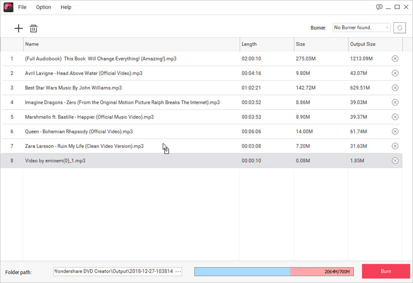 Burn Audio to CD - Organize Music in Program Window