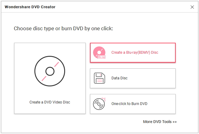 Choose Blu-ray disc type