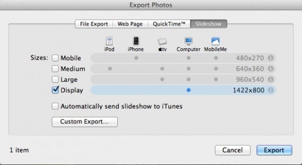 Exportar iphoto a mac