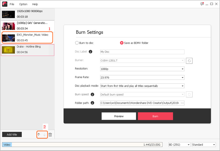 cambia l'ordine delle slideshow