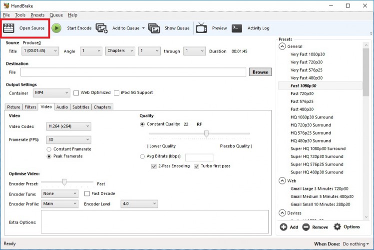 escanear contenido del disco bluray