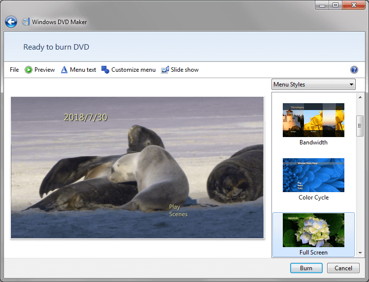 Burn slideshow videos to DVD