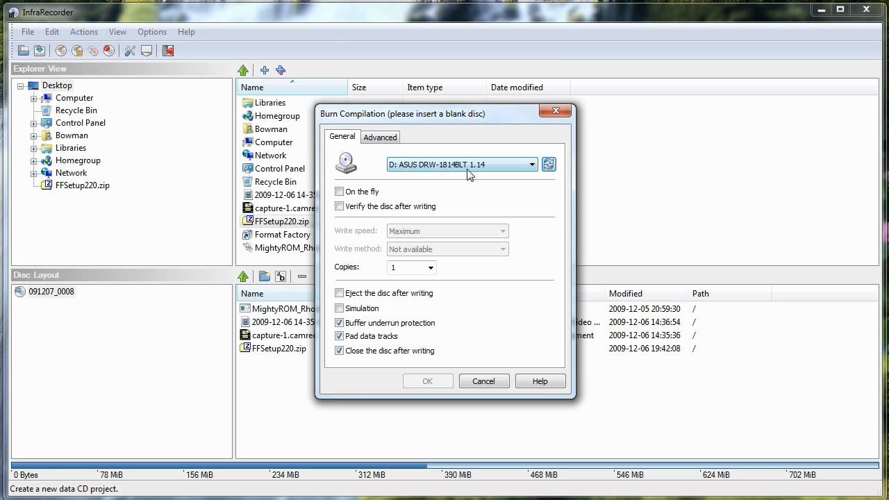 Free DVD burner InfraRecorder