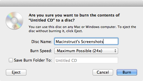 Burn Data Disc on Mac - Add files into the data disc