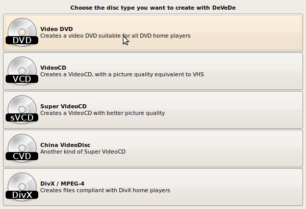 DeVeDe DVD menu creator