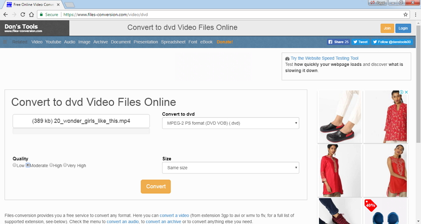 Convertir MP4 en DVD en ligne avec la conversion de fichiers