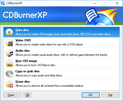 melhor software de gravação de DVD livre CDBurner XP