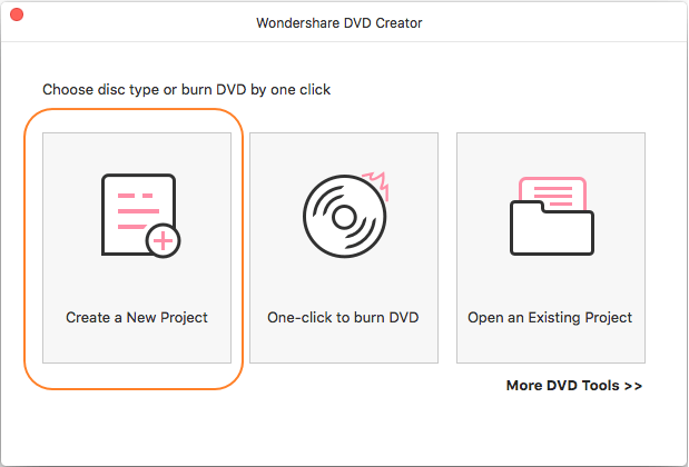 Launch Wondershare MP4 to DVD Converter for Mac and create a new project