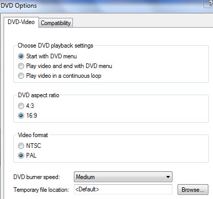 Ανοίξτε το πρότυπο DVD Settints με Windows DVD Maker Windows 7